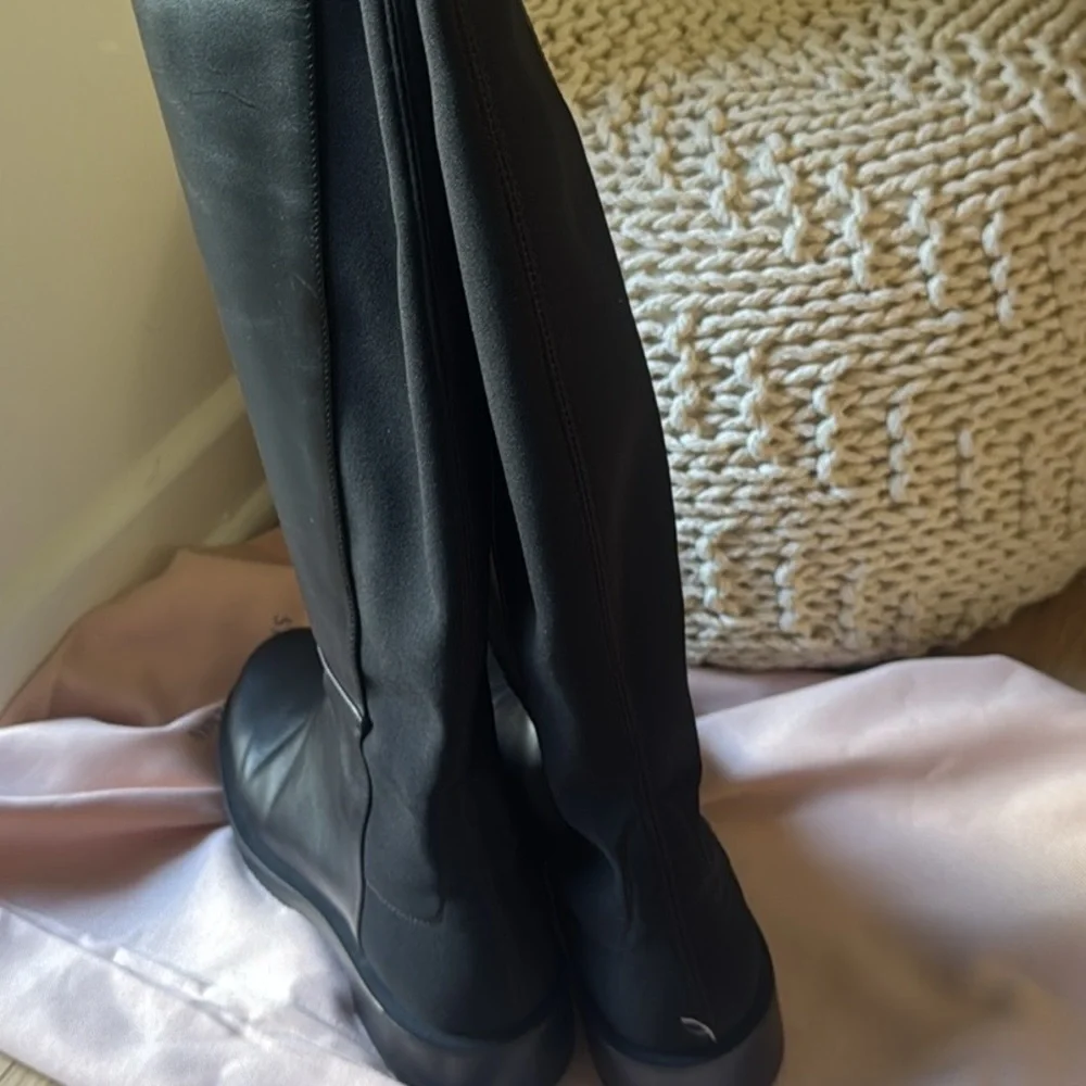 Stuart Weitzman 50/50 Lift Black Leather Stretch Over-The-Knee Boots